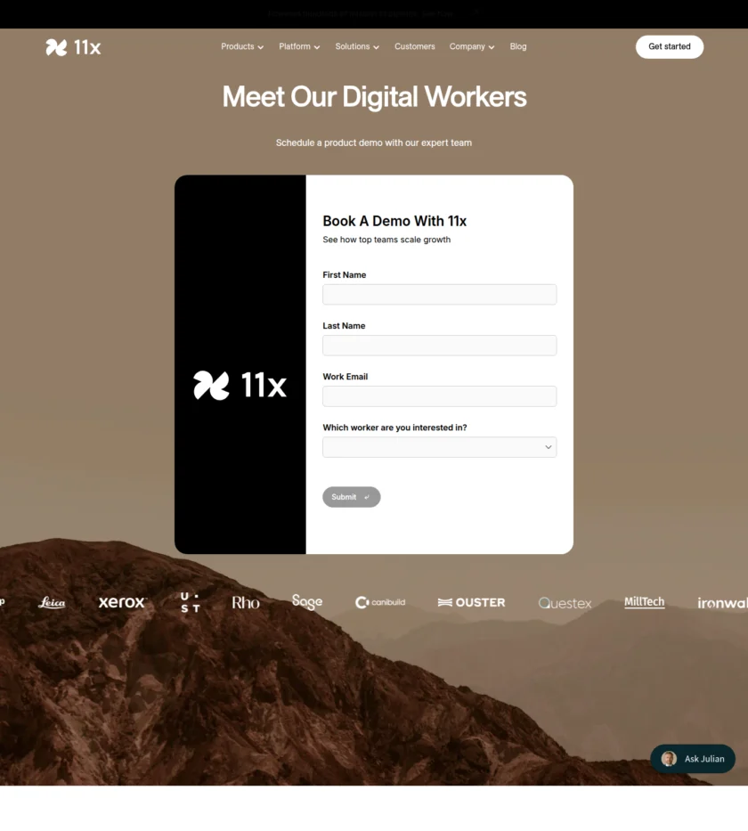 11x.ai 发布或分发页面截图