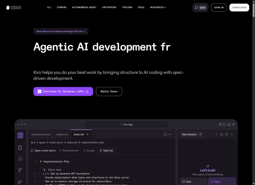 Kiro 官方首页截图