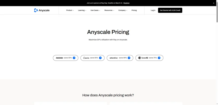 Anyscale 文档或平台页面展示分布式训练与推理工作流