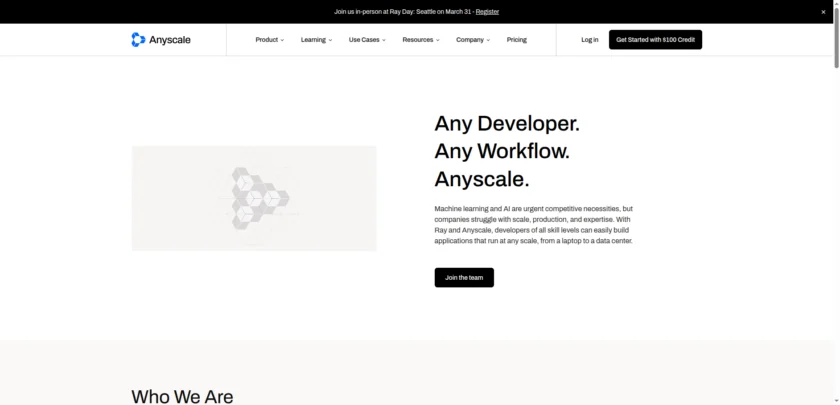 Anyscale 官网其他页面展示平台面向生产环境的能力