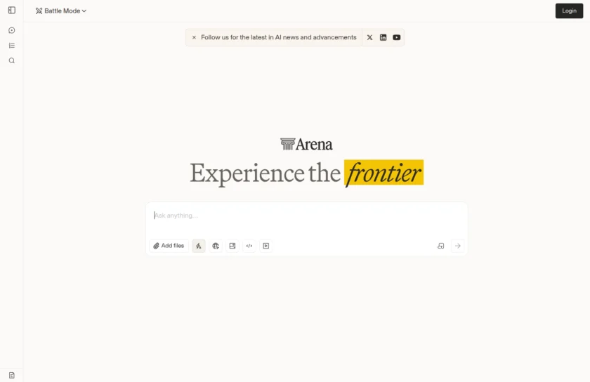 Arena 官方首页截图