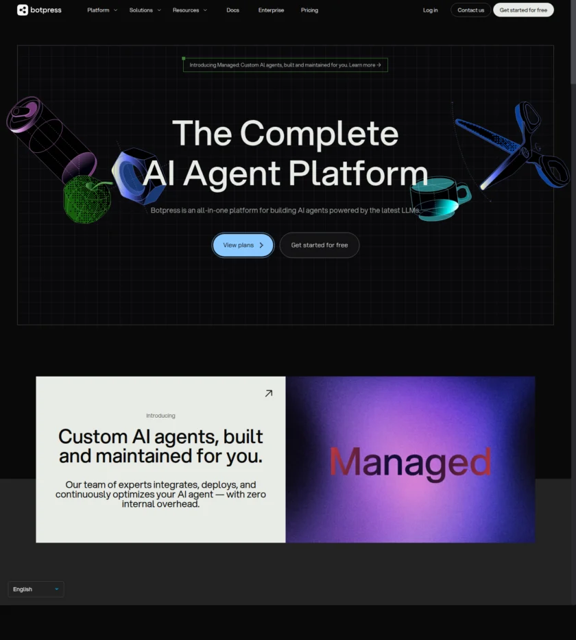 BotPress 官方首页截图