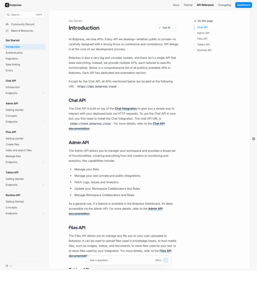 BotPress 发布或分发页面截图