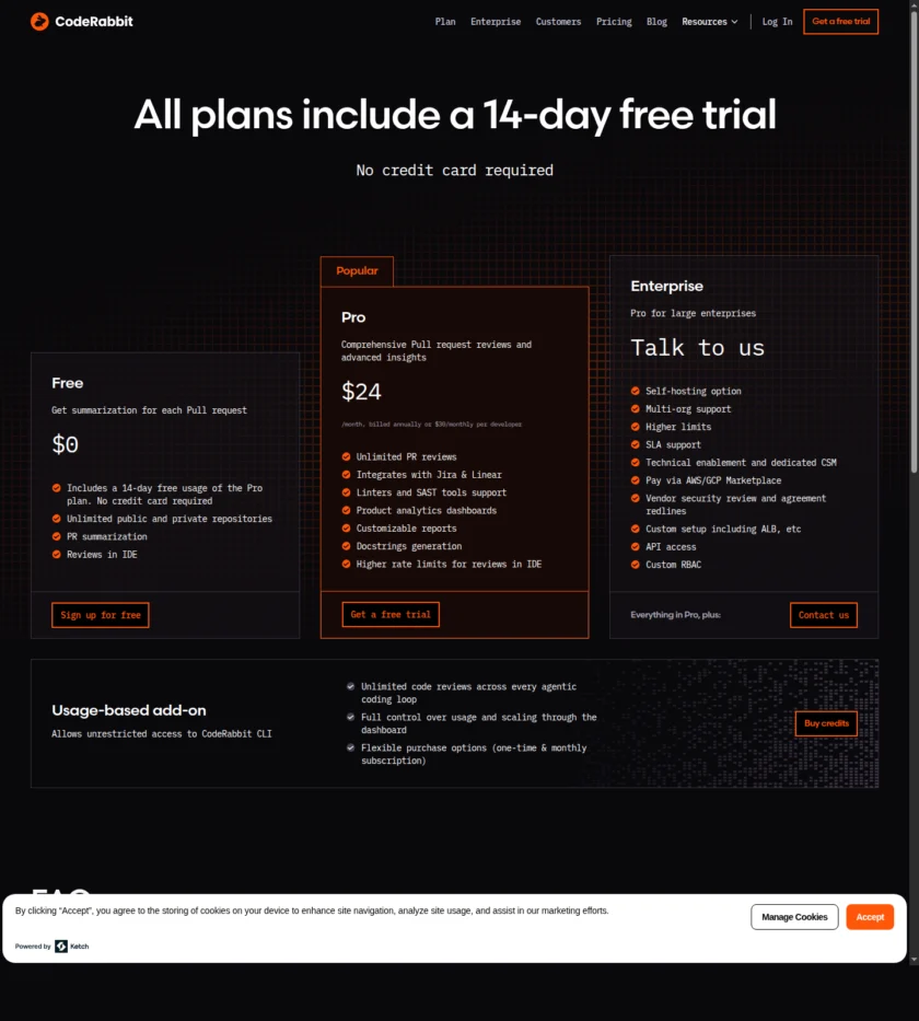 CodeRabbit 发布或分发页面截图