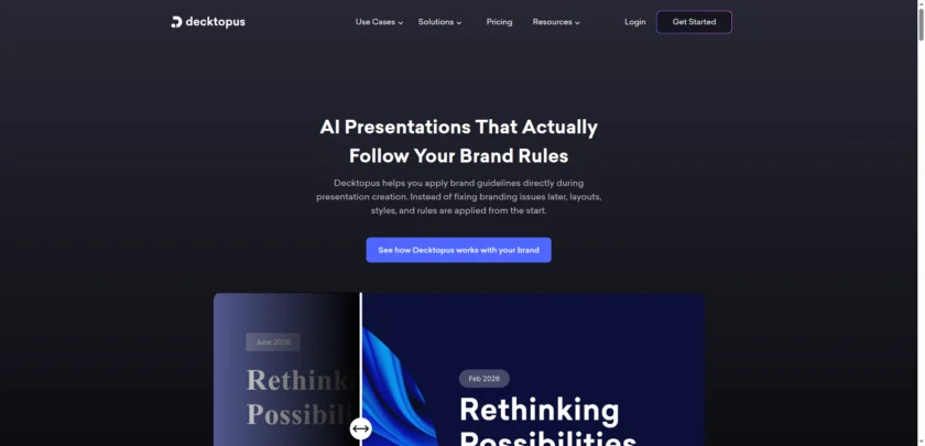 Decktopus 品牌化与企业方案页面截图