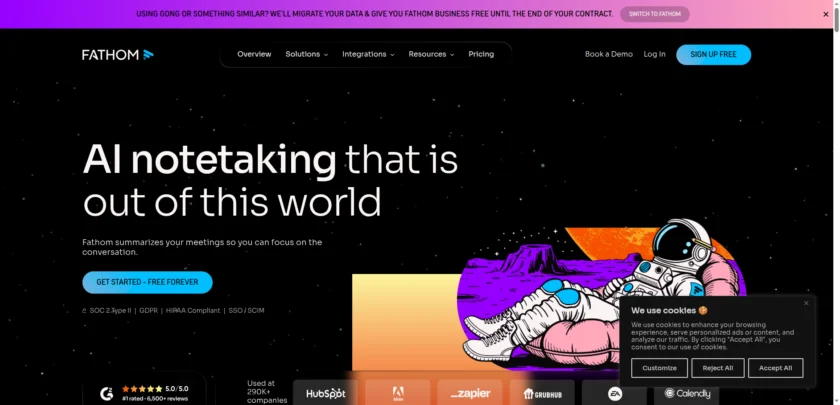 Fathom 官网首页截图