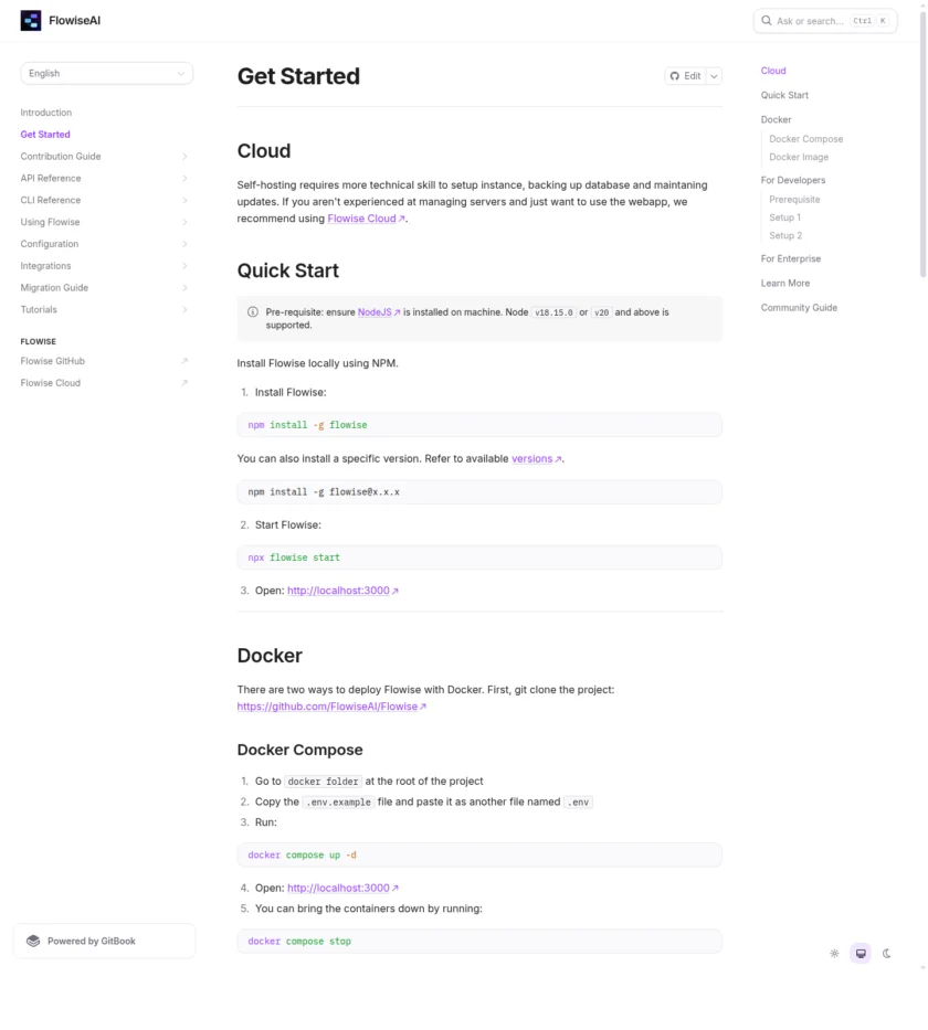 FlowiseAI 发布或分发页面截图