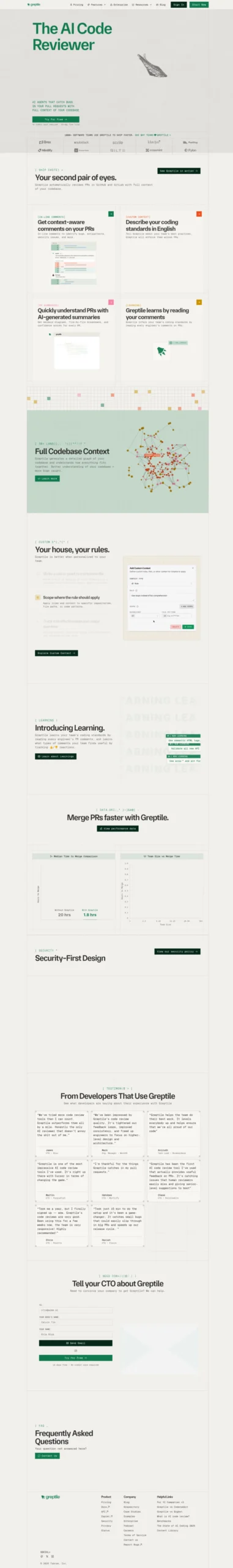 Greptile Quickstart 文档展示 GitHub 或 GitLab 接入、仓库授权与首次 PR 审查配置流程。