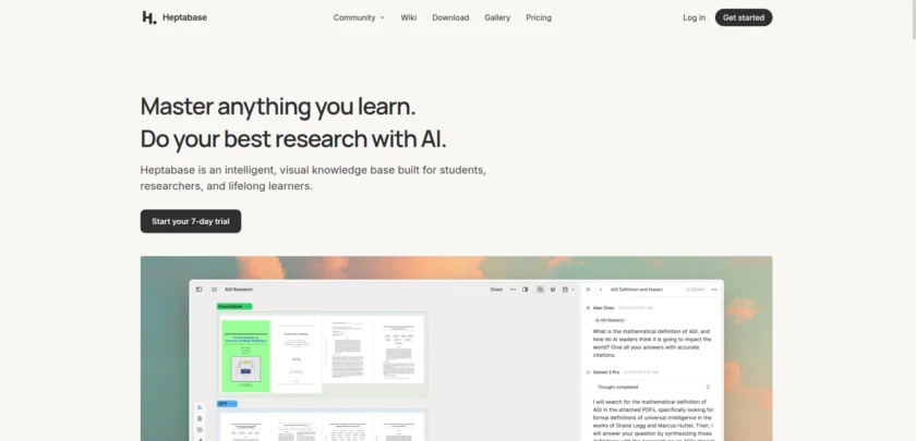 Heptabase 官网首页
