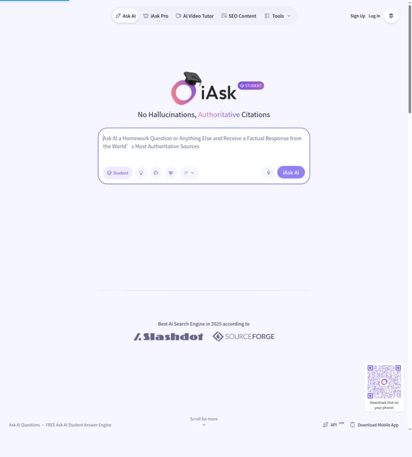 iAsk AI 官方首页截图