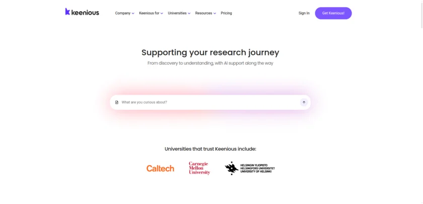 Keenious 官网首页