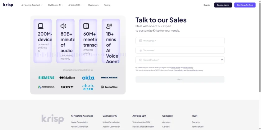 Krisp 官方上手或演示页面