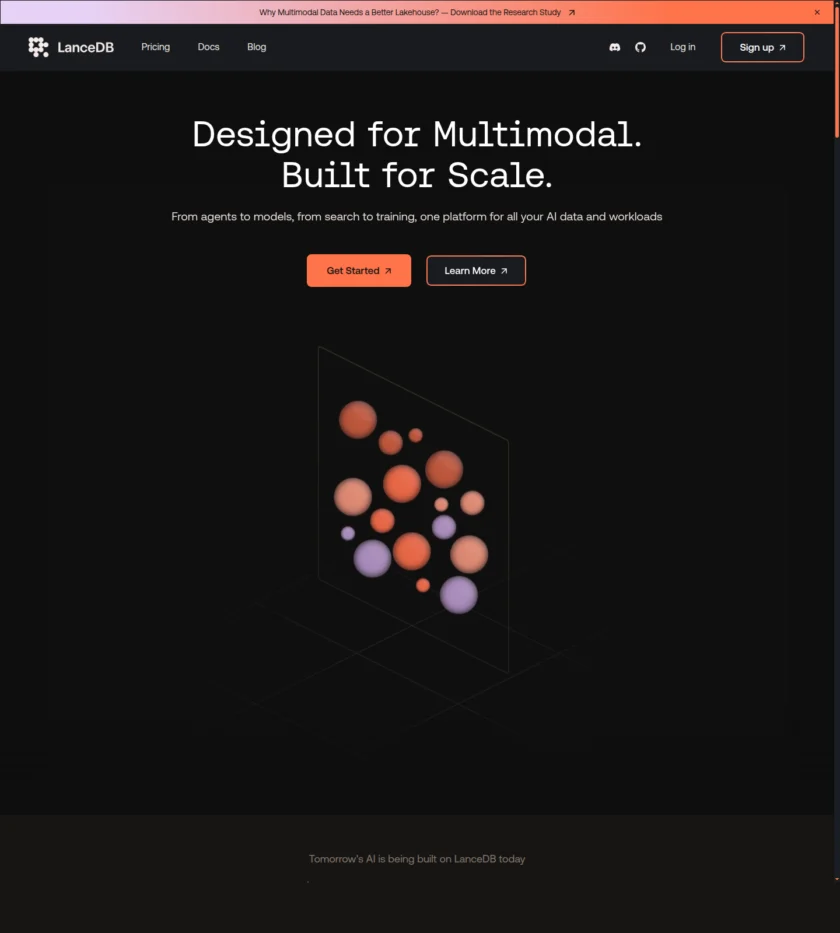 LanceDB 官方首页截图