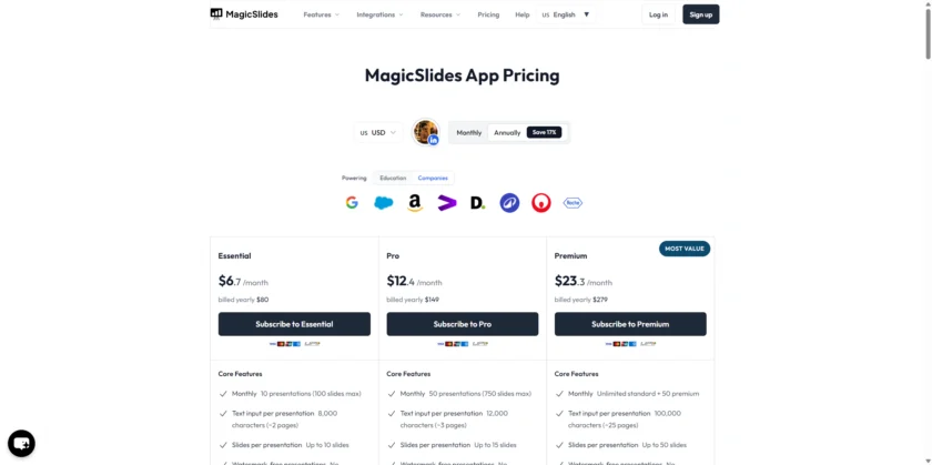 MagicSlides 幻灯片生成界面和模板选择