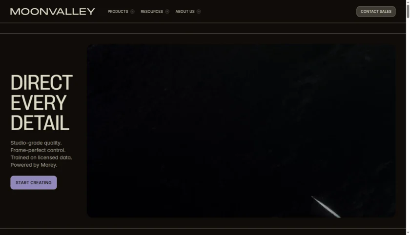 Moonvalley 官网首页截图