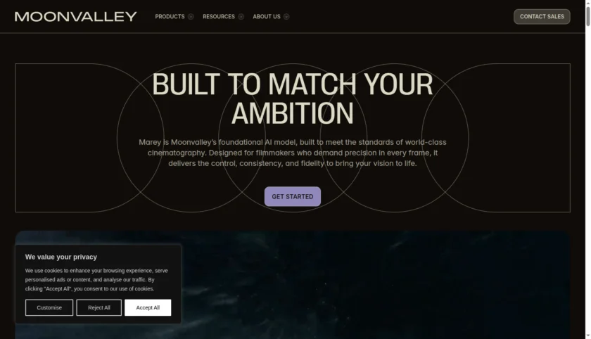 Moonvalley Marey 产品页截图