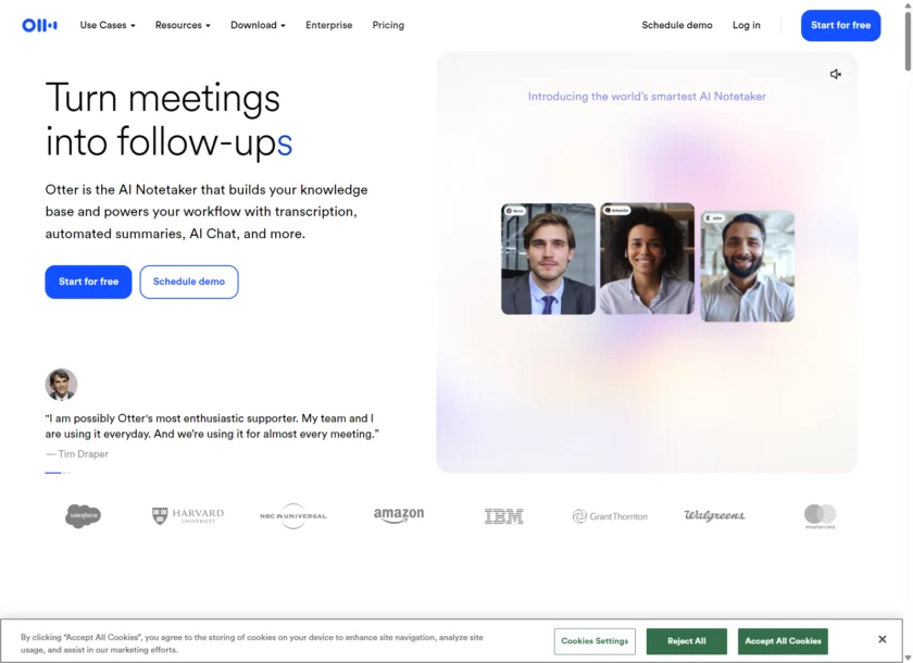 Otter.ai 官方首页截图