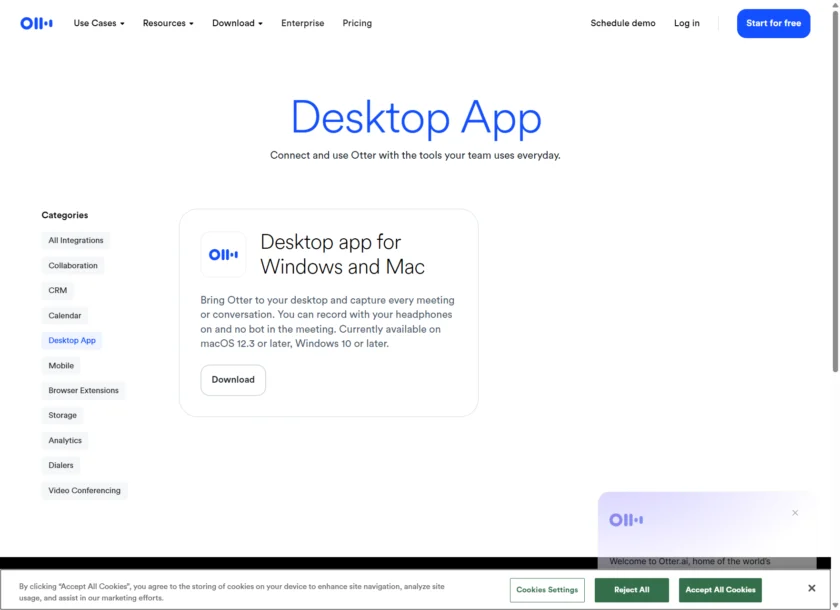 Otter.ai Desktop App 页面截图