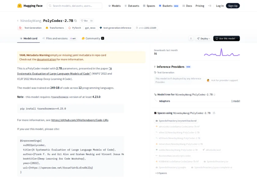 Polycoder 的 GitHub 仓库首页与 README 顶部截图