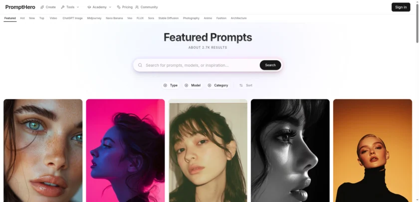 PromptHero 定价与账户能力页面