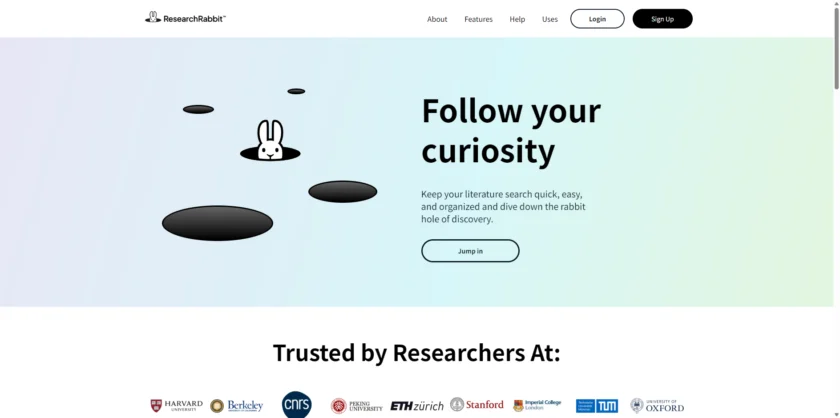 ResearchRabbit 官网首页