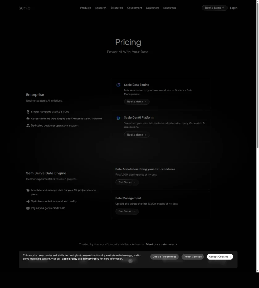 Scale Pricing 页面截图