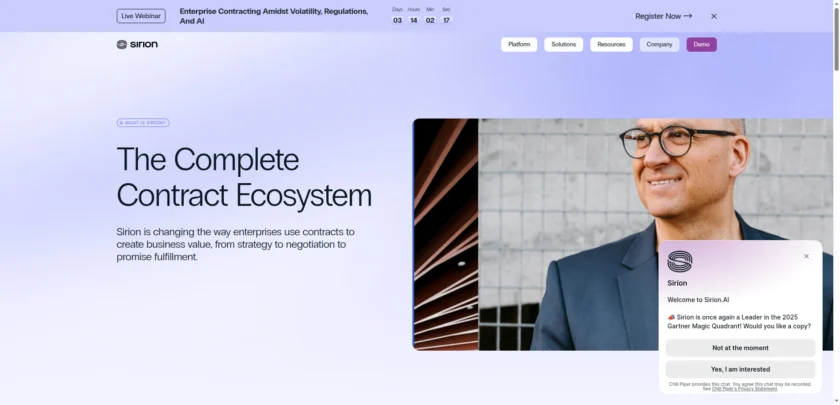 Sirion AI 平台与 AskSirion 能力页面截图