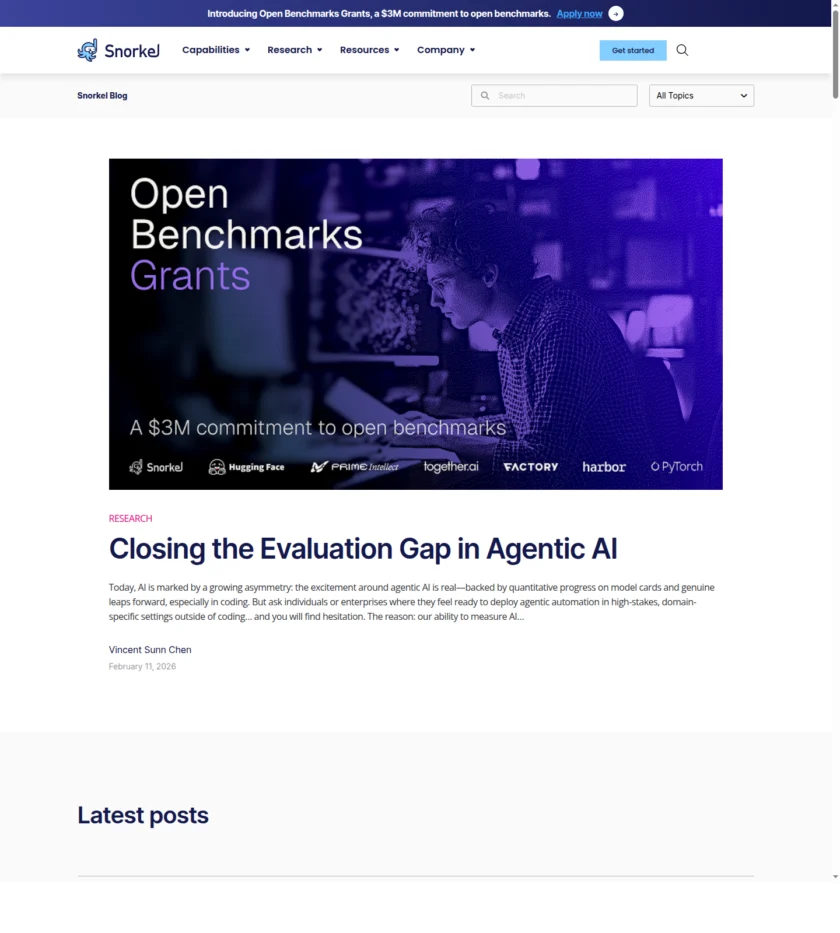 Snorkel AI Resources 发布或分发页面截图