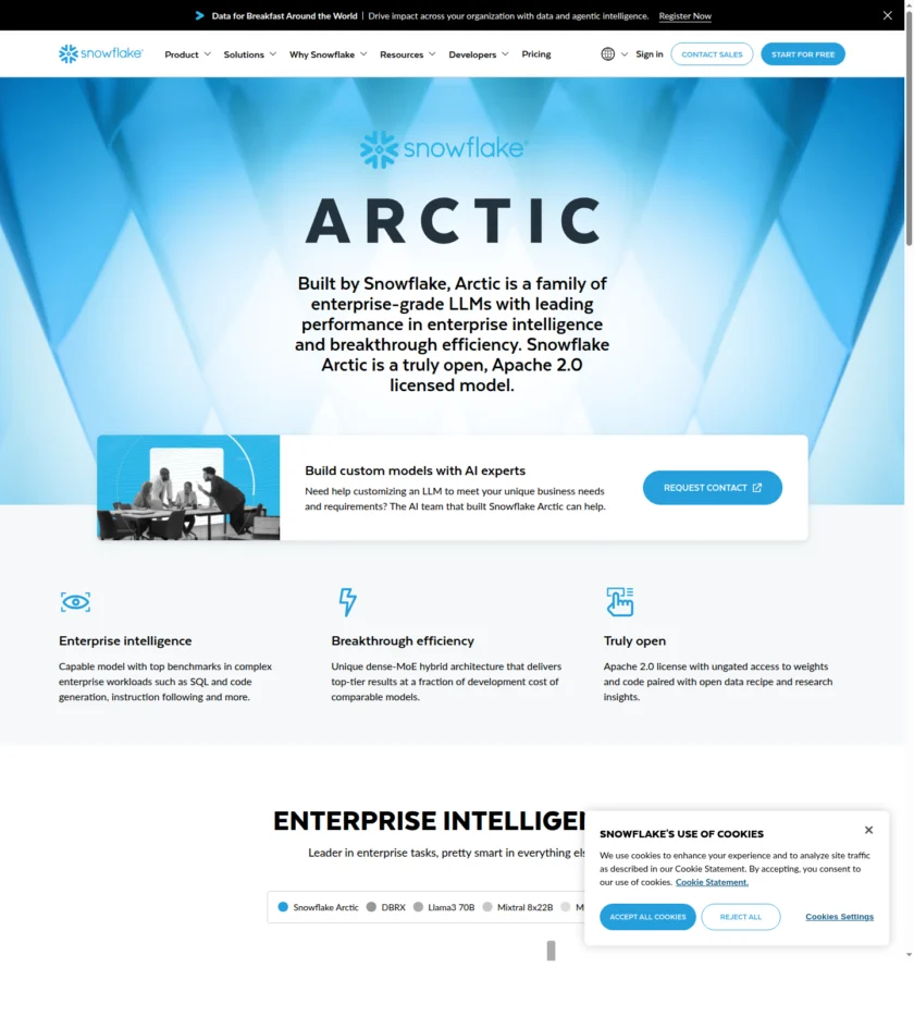 Snowflake Arctic 页面截图