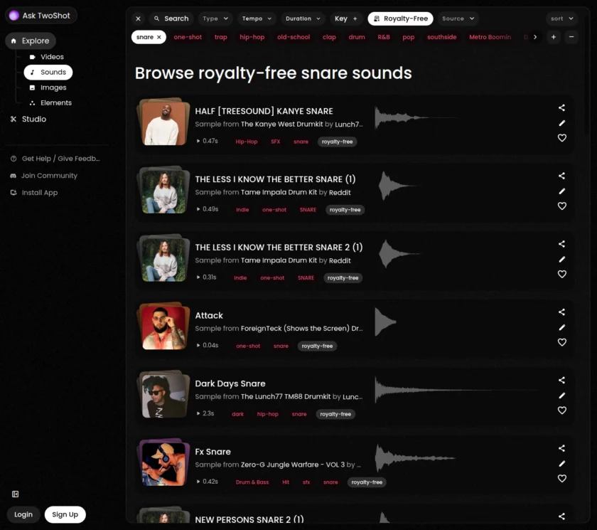 TwoShot 内容库、样本浏览或公开作品页面