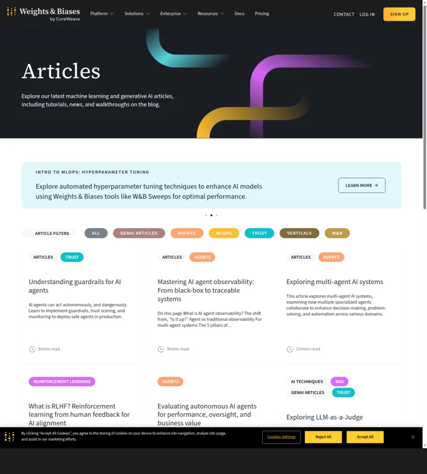 Weights & Biases Academy 首页截图