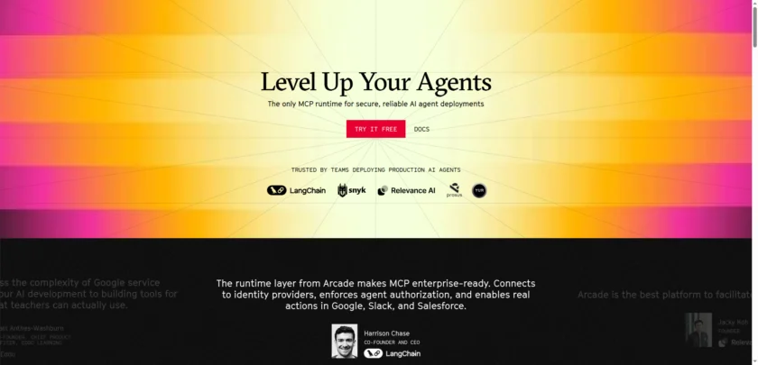 Arcade.dev 官网首页截图