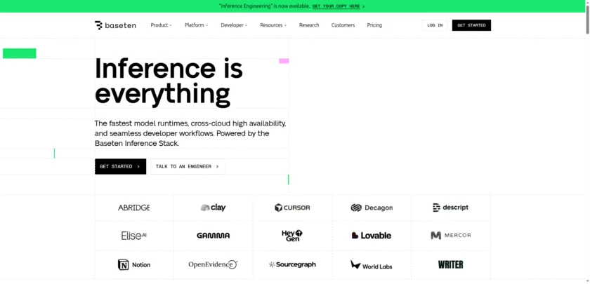 Baseten 官网首页截图