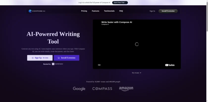 Compose AI 官网首页截图