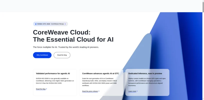 CoreWeave 官网首页截图
