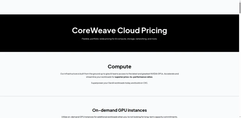 CoreWeave Cloud Pricing