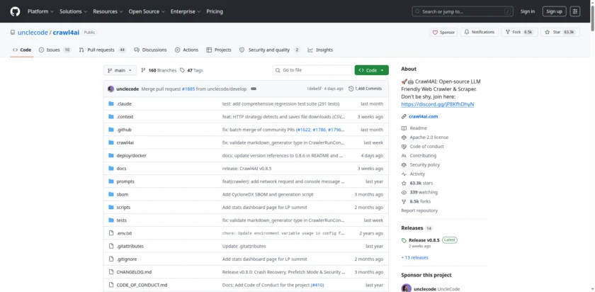 Crawl4AI 仓库首页截图