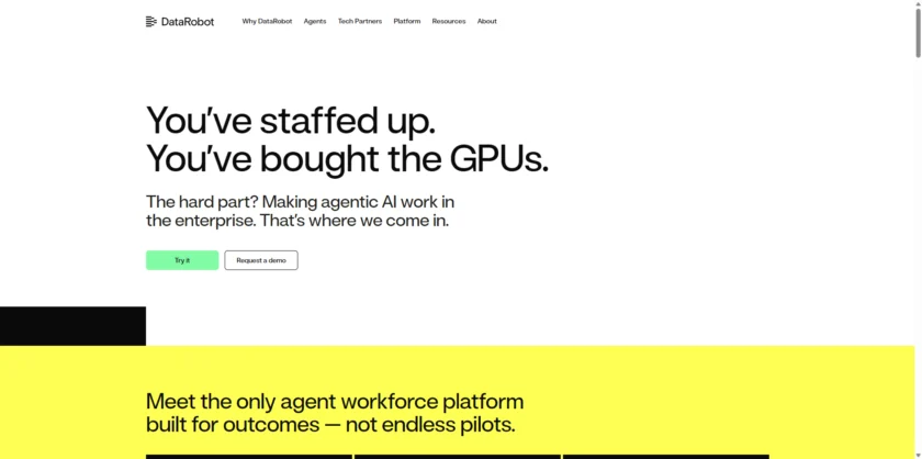 DataRobot 官网首页截图