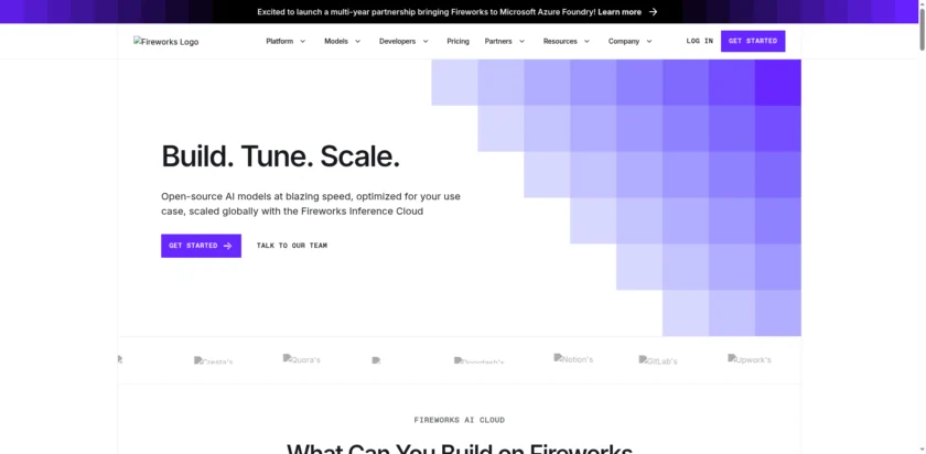 Fireworks AI 官网首页截图