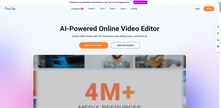 FlexClip 官网首页截图