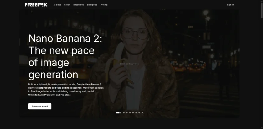Freepik AI 官网首页截图