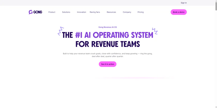 Gong 官网首页截图