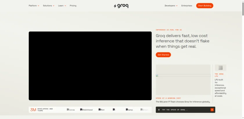 Groq 官网首页截图