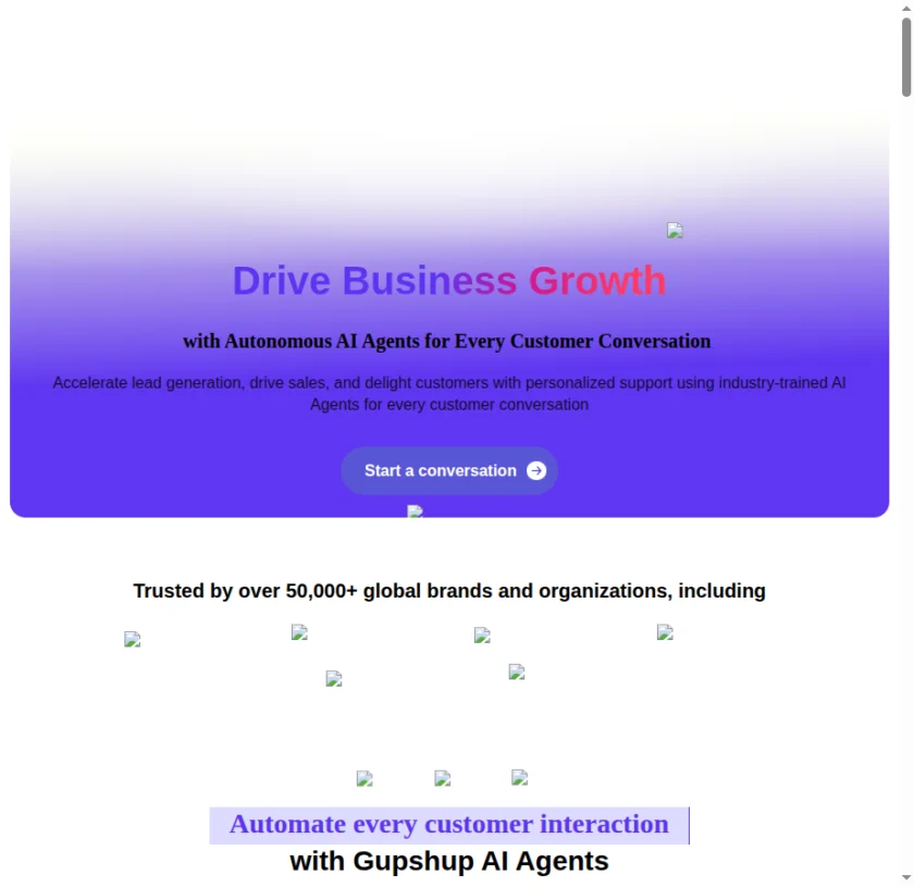 Gupshup 官网首页截图