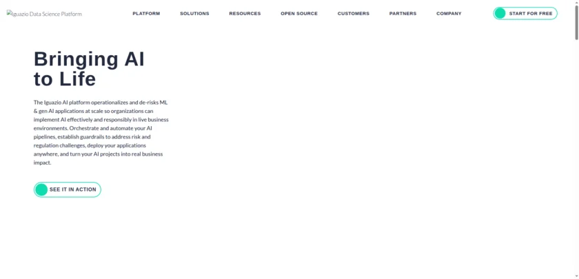 Iguazio 官网首页截图
