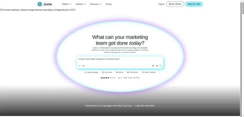 Juma AI 官网首页截图