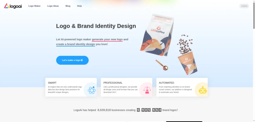 LogoAI 官网首页截图