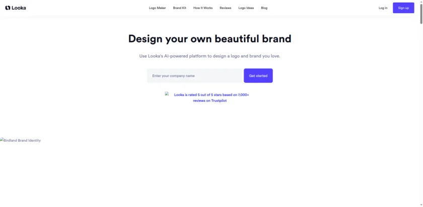 Looka 官网首页截图