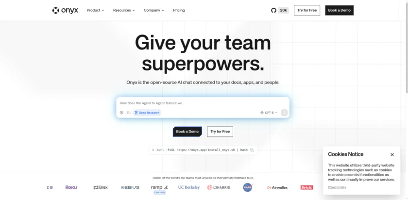 Onyx 官网首页截图