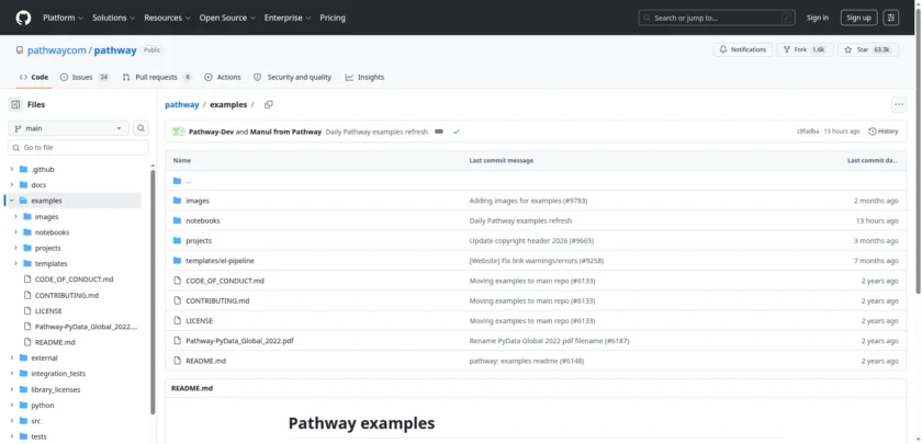 pathway/examples at main · pathwaycom/pathway · GitHub